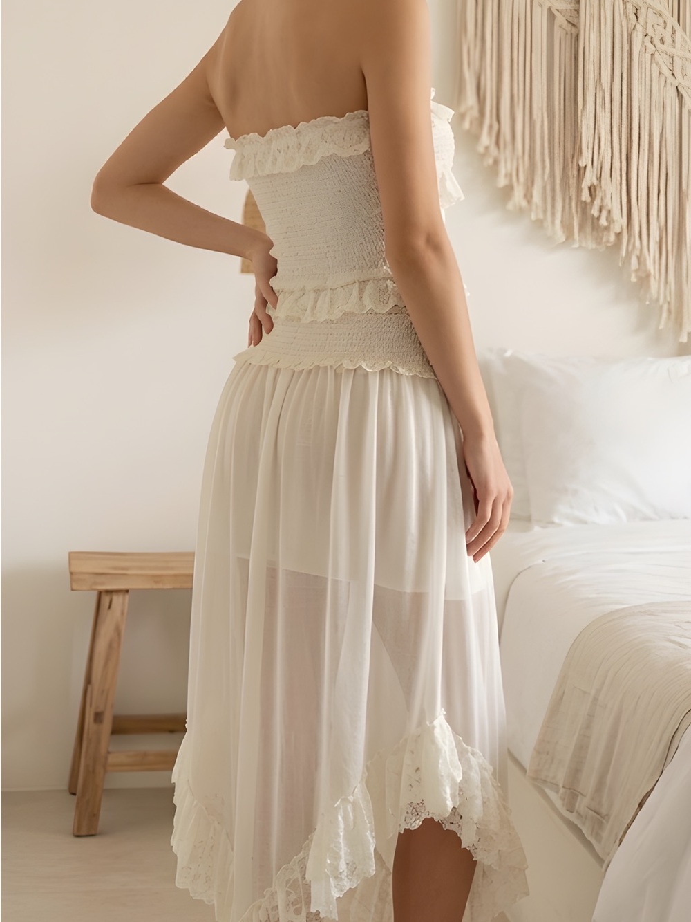 NWT! Free People Jocelyn Maxi Corset Top Pink Ribbon Flowers Ruffles Sheer ~ M - Picture 2 of 8